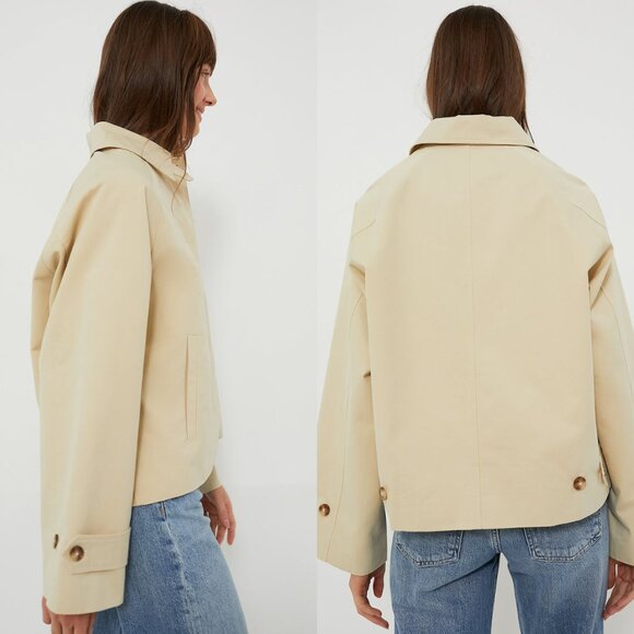 Tuckernuck Drew Short Trench Coat Khaki Cropped Jacket M NWT - Picture 3 of 12